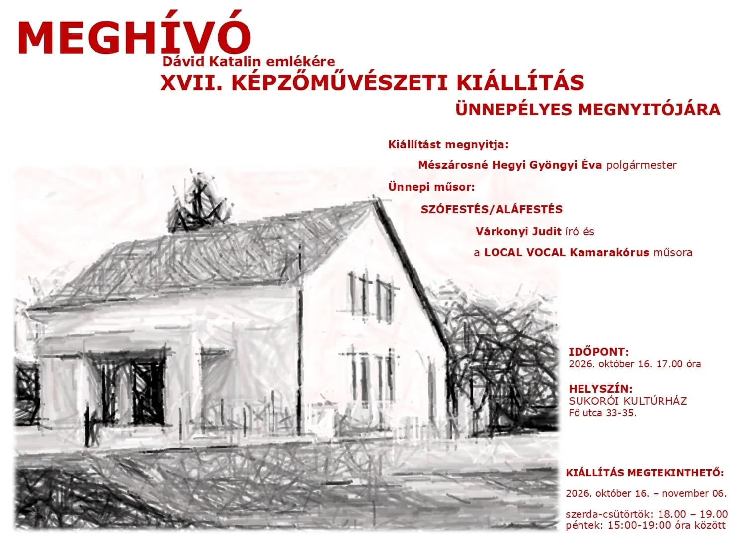 Képzőművészeti kiállítás Dávid Katalin emlékére