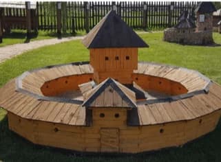 Várpark, skanzen, szentek fala