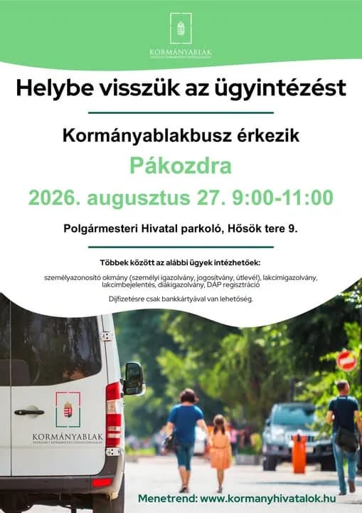 Kormányablakbusz érkezik településünkre