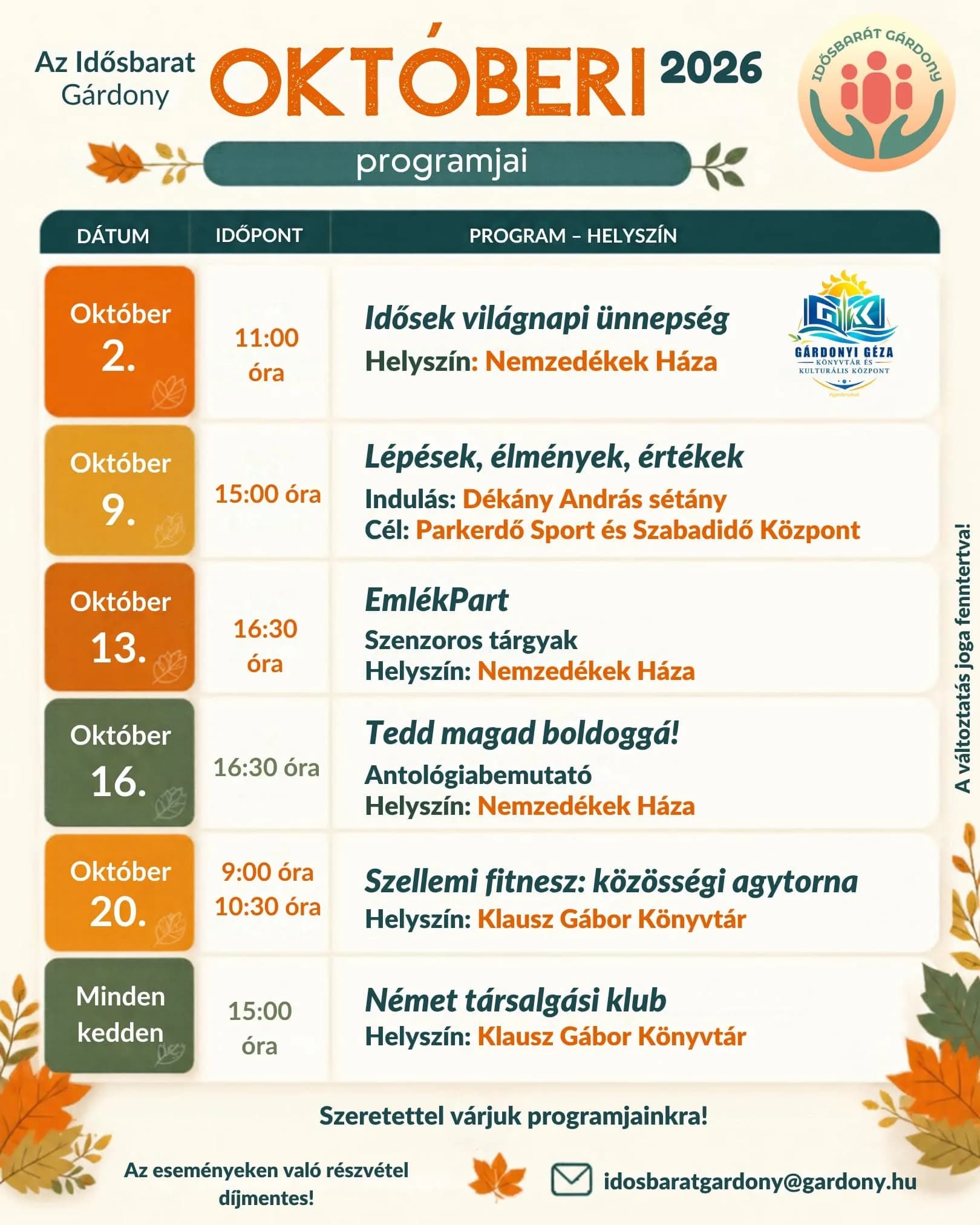 Heti programajánló és előzetesek Gárdonyban