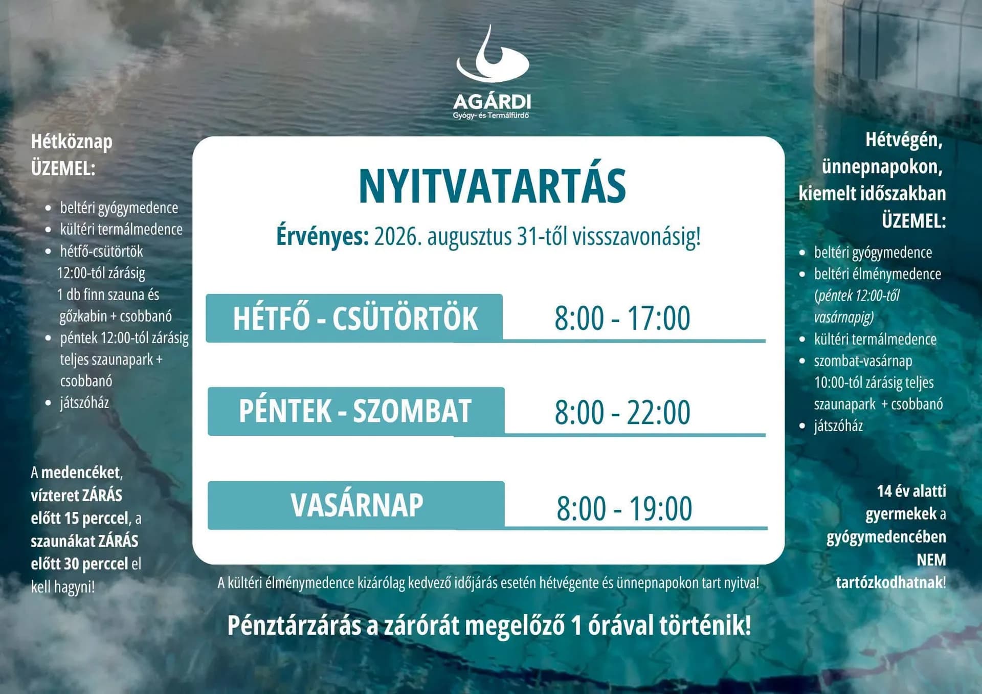 Kültéri élménymedence nem nyit ki.