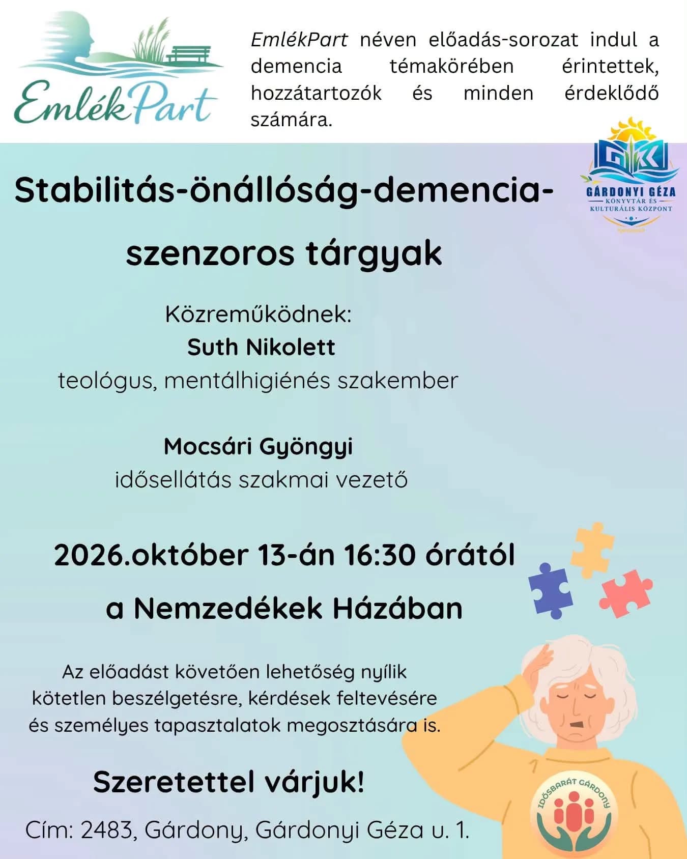 EmlékPart: Stabilitás – önállóság – demencia